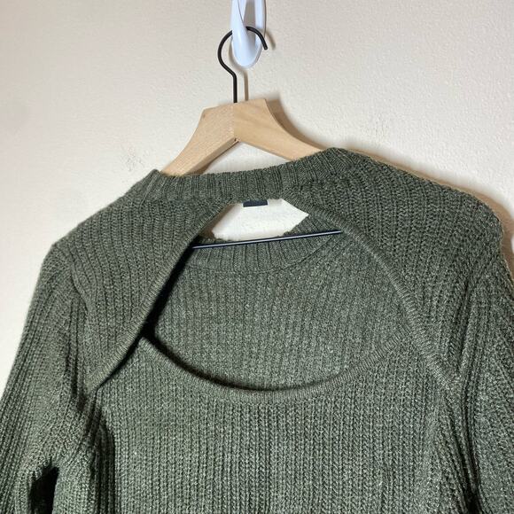 Sanctuary Open Back Ribbed Green Pullover Sweater Size Small - Picture 6 of 12